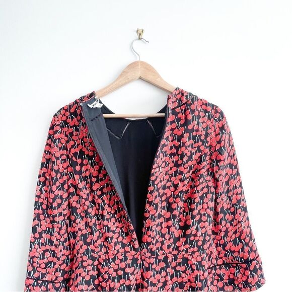 Whistles Anjelica Cherry Print Dress Red Multi Fit and Flare Lined Women's 6 - Picture 6 of 12